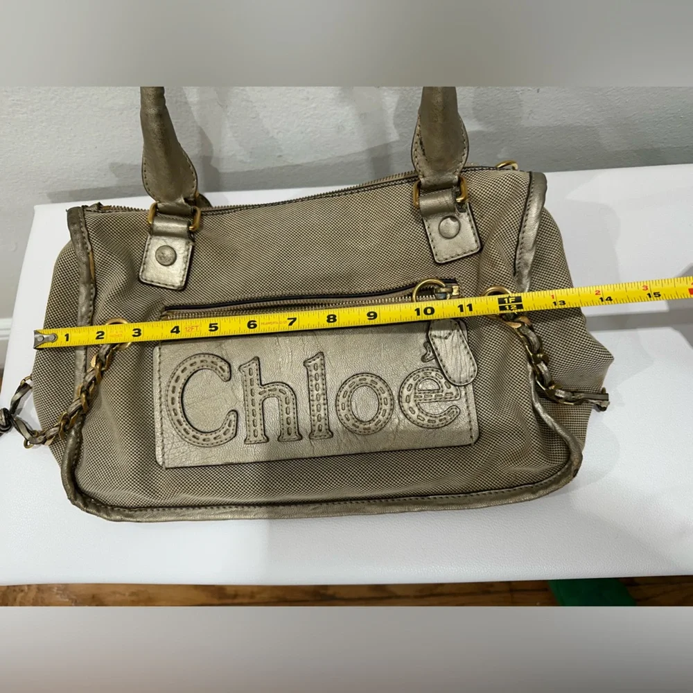 Chloe Metallic Champagne Satchel Bag - Picture 12 of 15